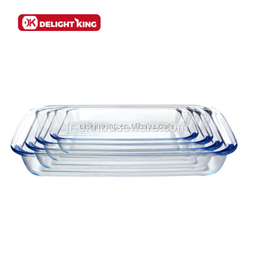 3pcs ensemble de conteneurs de plateaux de cuisson en verre rectangulaires ronds